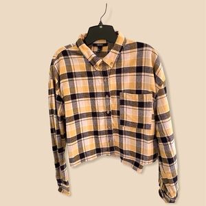 Forever 21 Cropped Yellow Plaid Flannel